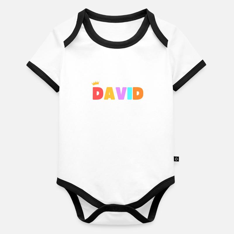 David! Personalisierbar Baby Bio-Kurzarm-Kontrastbody