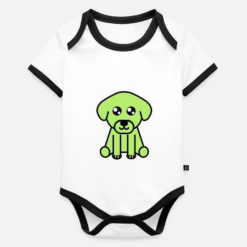 Niedliches Hund Motiv Baby Bio-Kurzarm-Kontrastbody