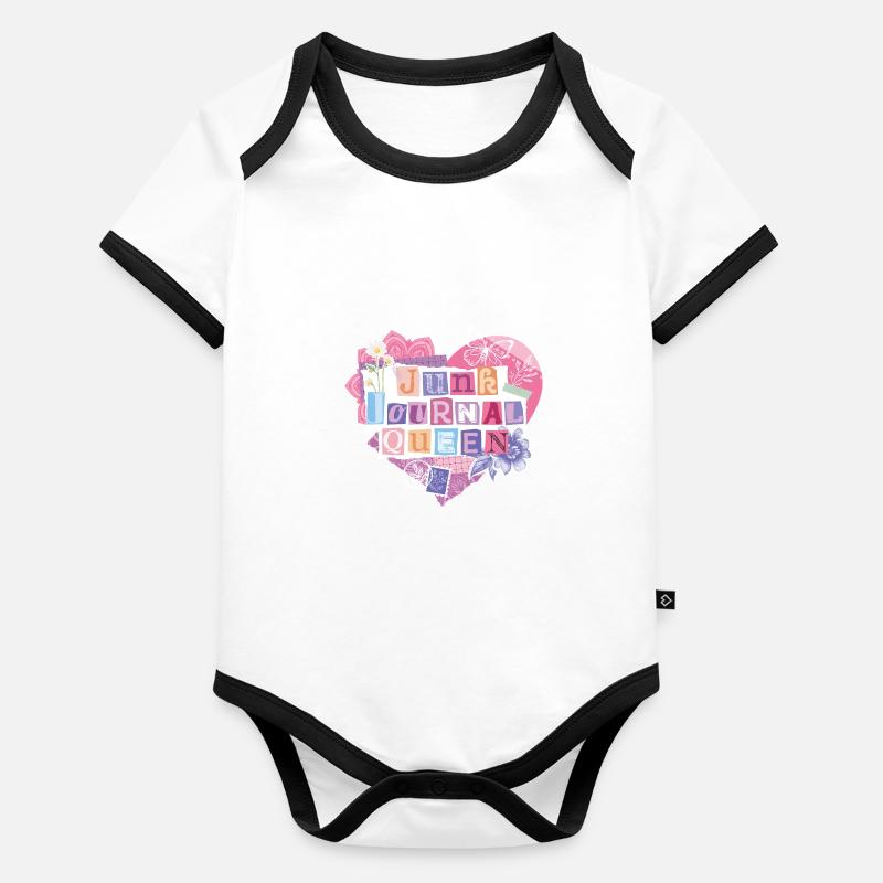 Junk Journal Queen – Heart Collage Organic Baby Contrasting Bodysuit