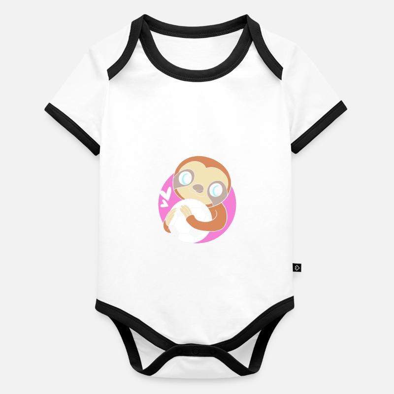 Faultier Baby Bio-Kurzarm-Kontrastbody