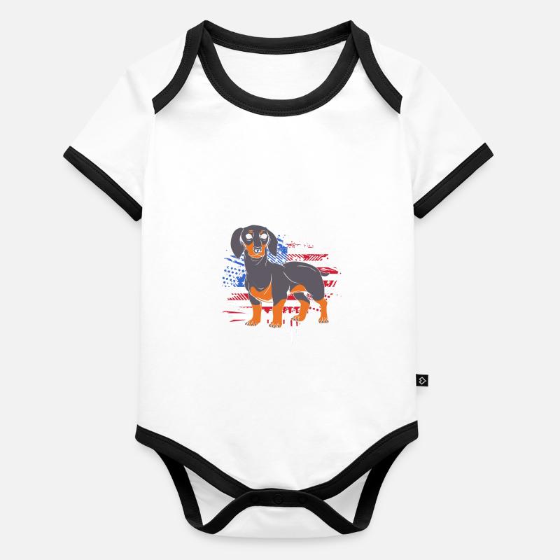 Teckel Body Bébé bio contrasté manches courtes