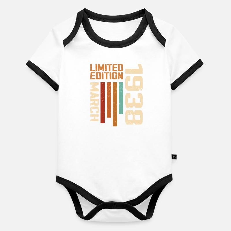 Mars 1938 Anniversaire 1938 Retro 1938 Mars Body Bébé bio contrasté manches courtes