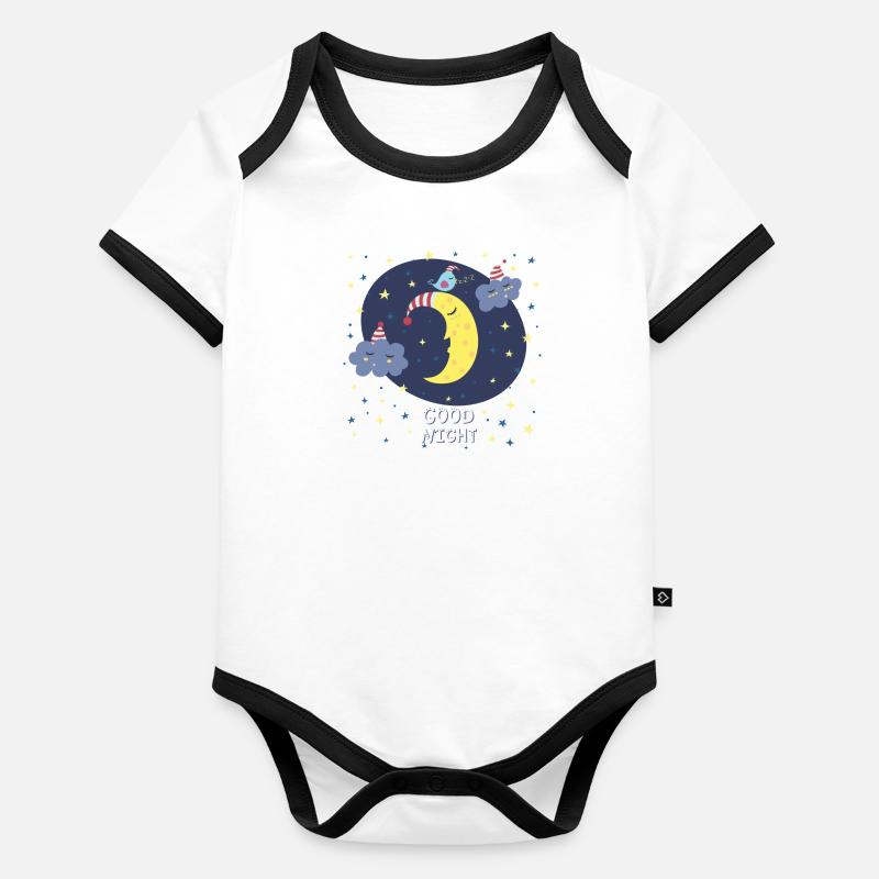 Bonne Nuit / Lune - Body Bébé bio contrasté manches courtes - undefined