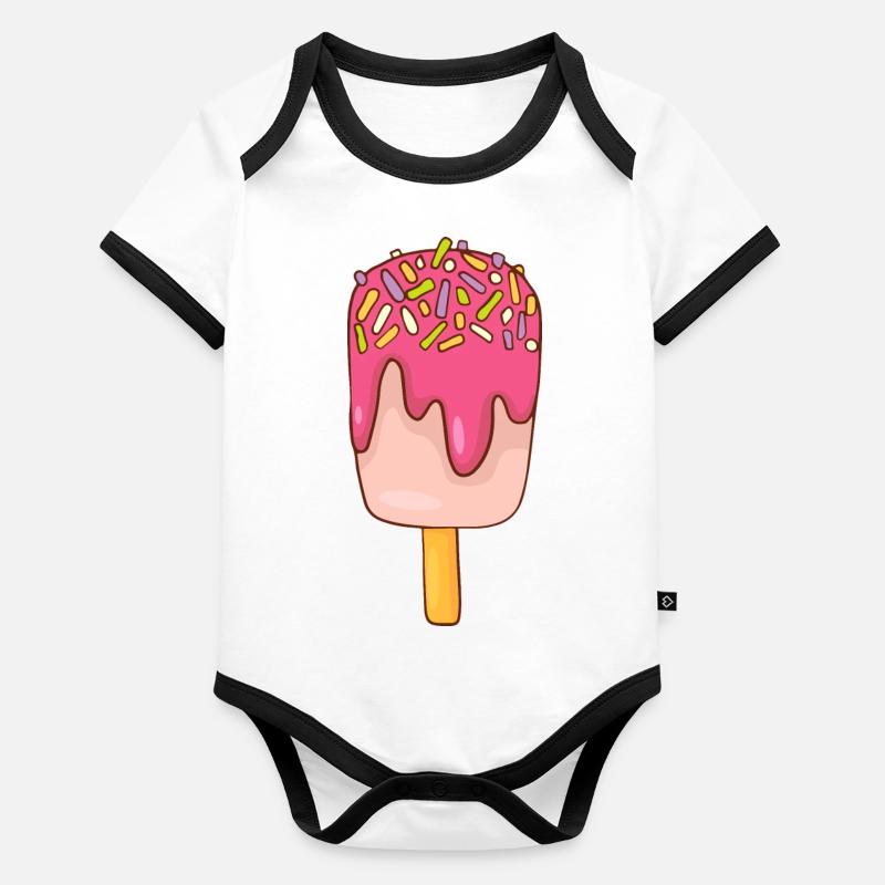 Crème glacée, crème glacée, crème glacée, crème glacée, boule, crème glacée, sundae Body Bébé bio contrasté manches courtes