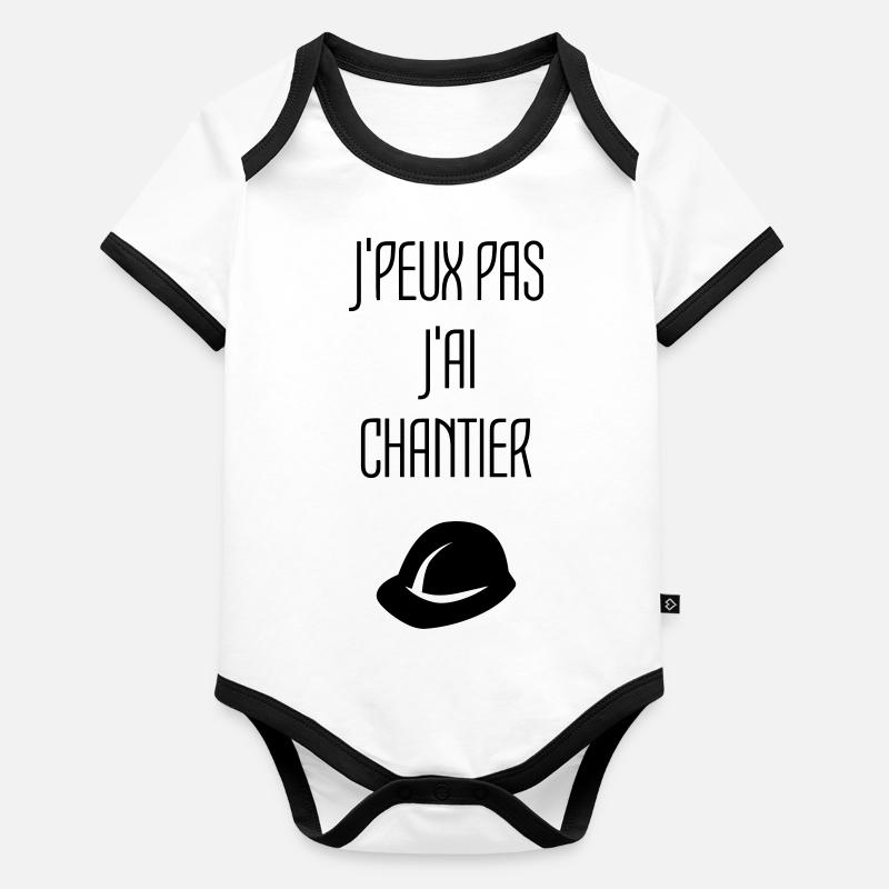 Chantier Construction Maçon Ciment Construire Body Bébé bio contrasté manches courtes