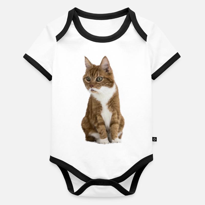 Lustige Katze Baby Bio-Kurzarm-Kontrastbody