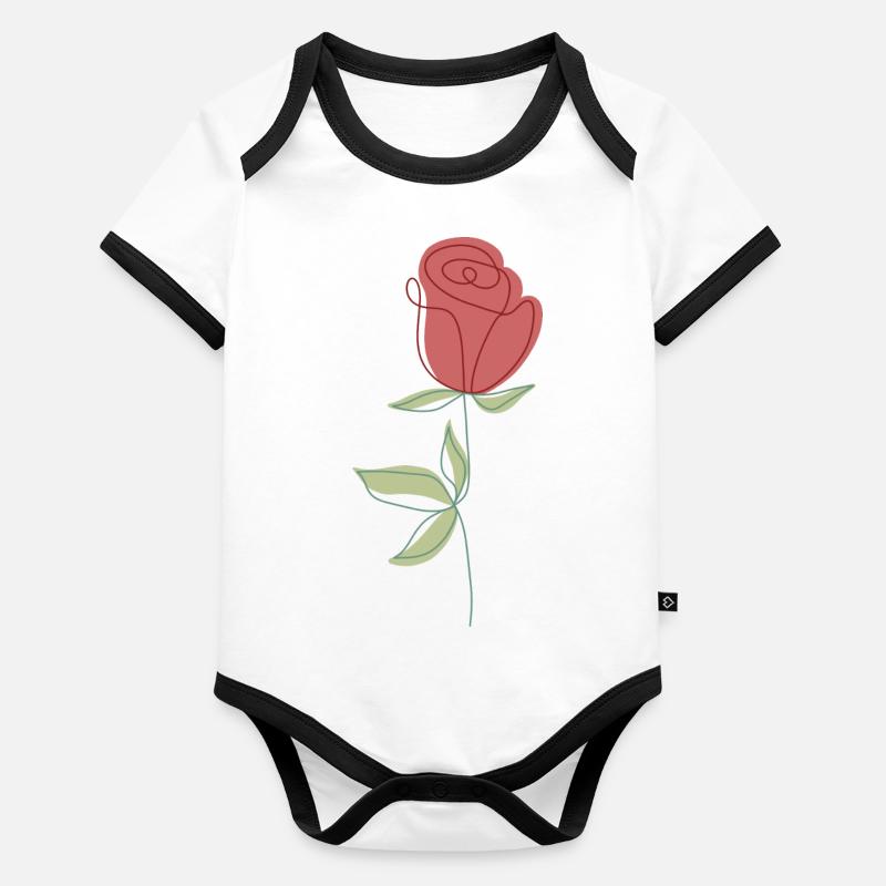 Fleur Body Bébé bio contrasté manches courtes