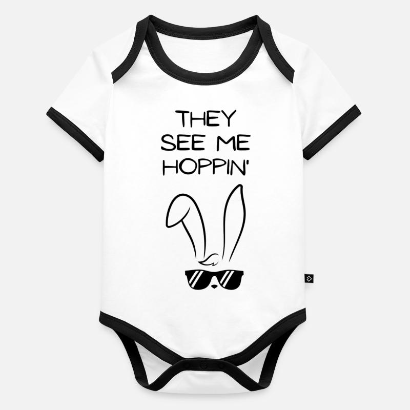 They see me hoppin' Funny Easter Baby Bio-Kurzarm-Kontrastbody