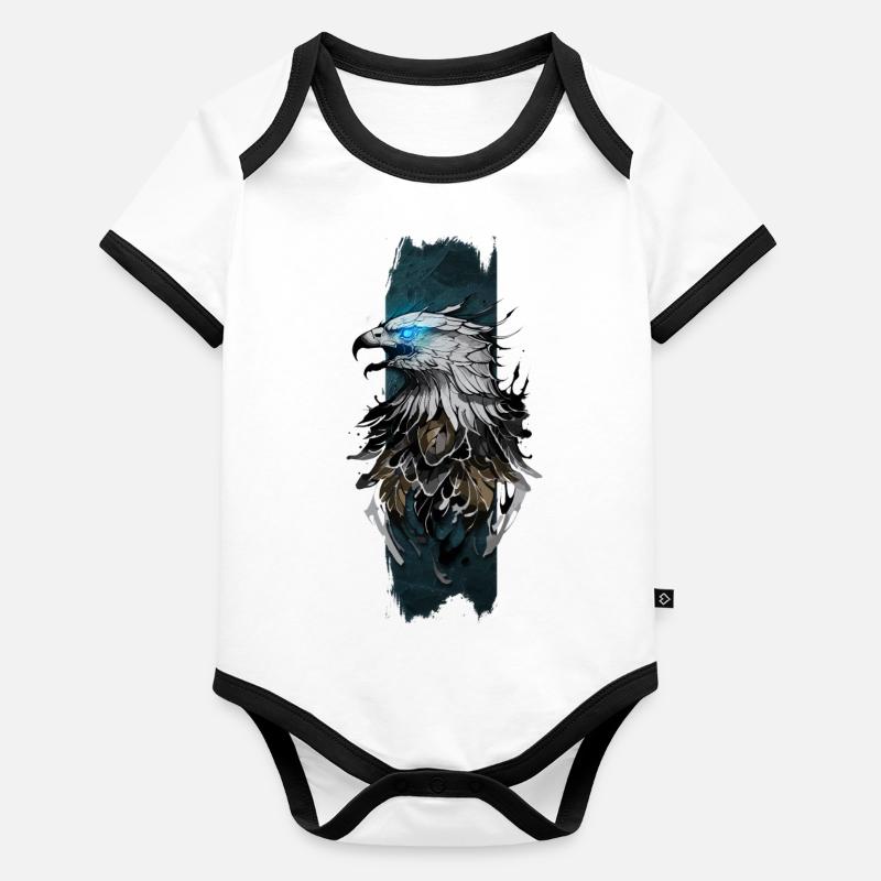 Majestic Eagle: Azure Gaze Organic Baby Contrasting Bodysuit