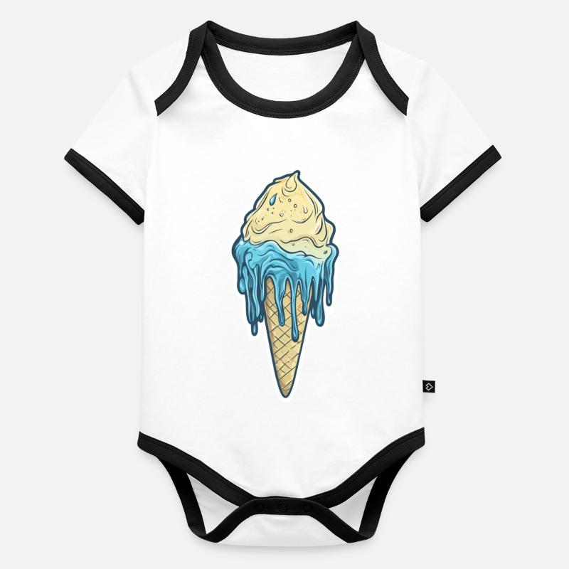 Crème glacée Crème glacée Body Bébé bio contrasté manches courtes