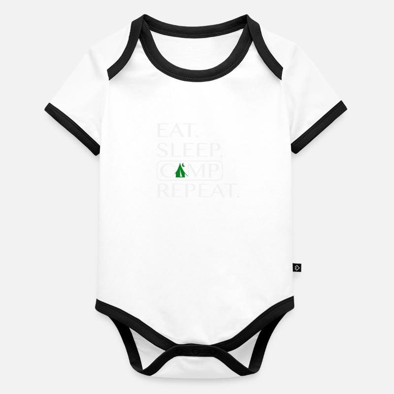 EAT SLEEP CAMP REPEAT Baby Bio-Kurzarm-Kontrastbody