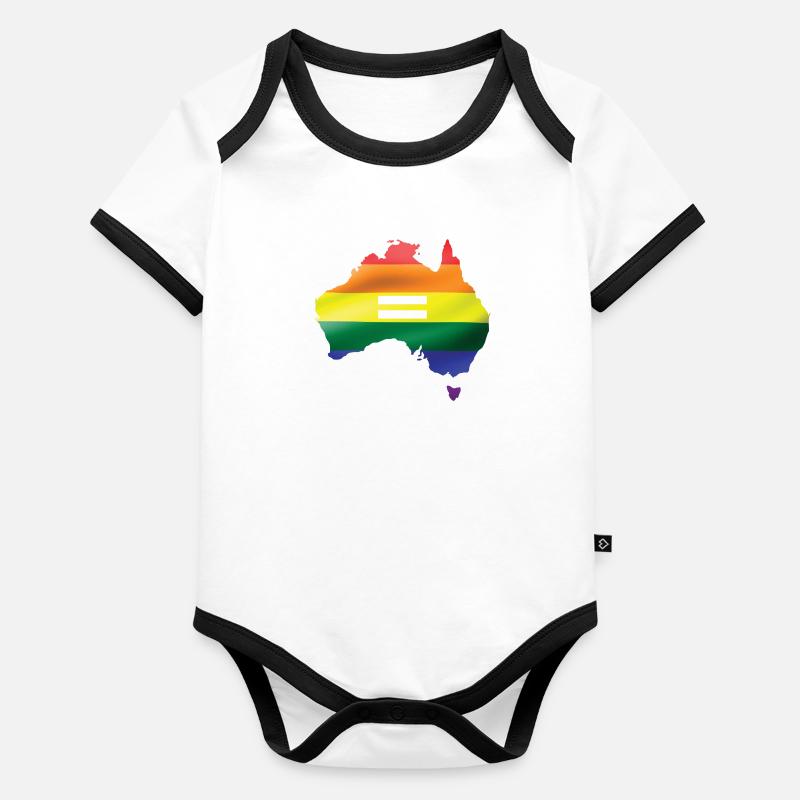 Lgbtq Pride Rainbow Flag Australia Map Organic Baby Contrasting Bodysuit