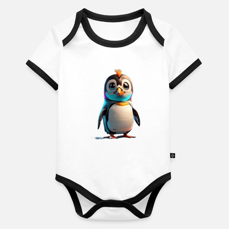 Robot Penguin Organic Baby Contrasting Bodysuit