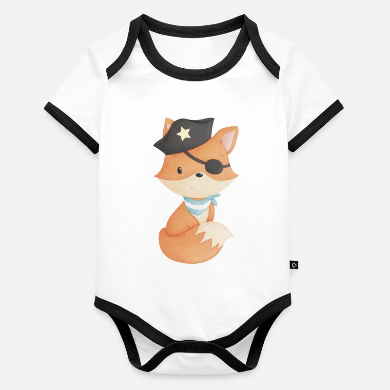 Fox en pirate Body Bébé bio contrasté manches courtes