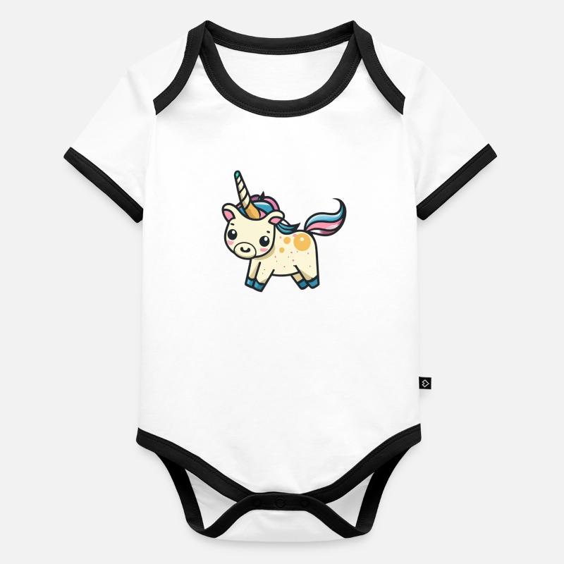 Bébé licorne Body Bébé bio contrasté manches courtes