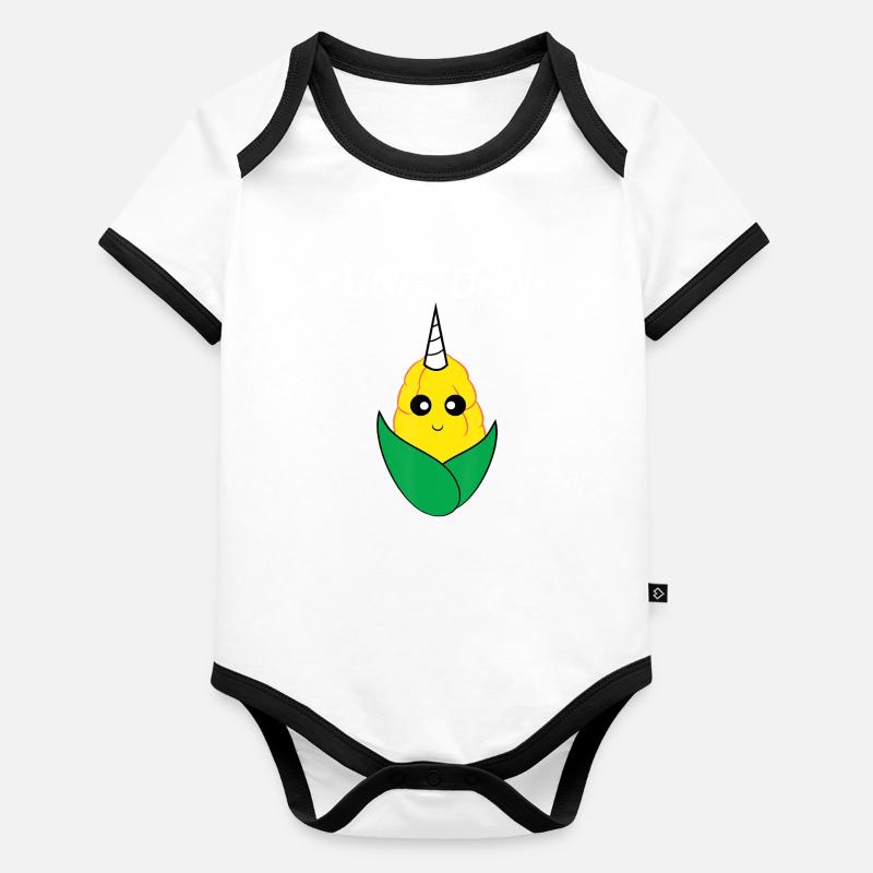 Uni Corn Corn on the Cob Unicorn Body Bébé bio contrasté manches courtes