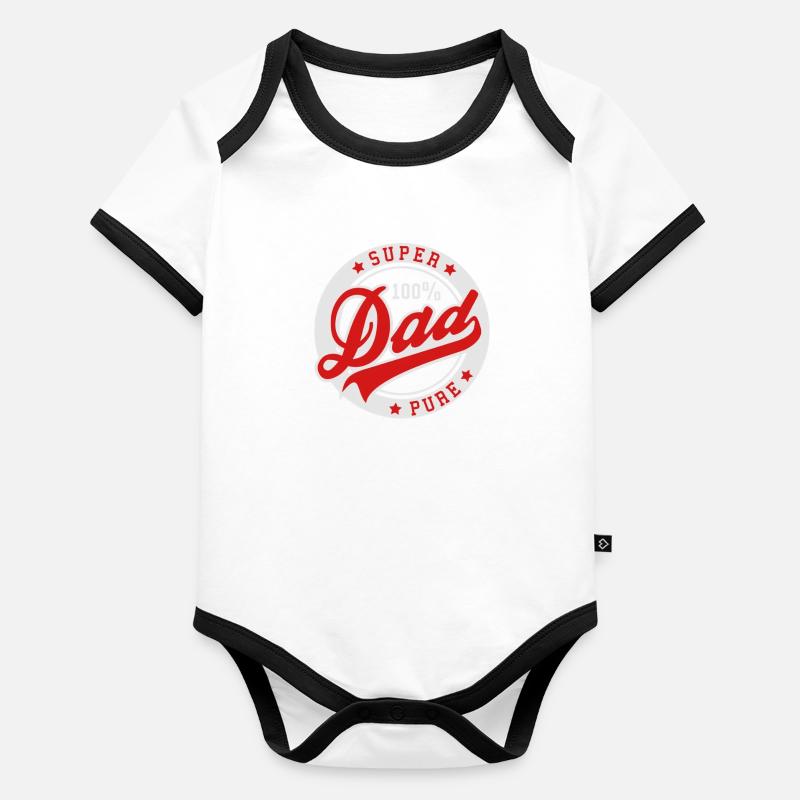 100% PURE SUPER DAD Body Bébé bio contrasté manches courtes