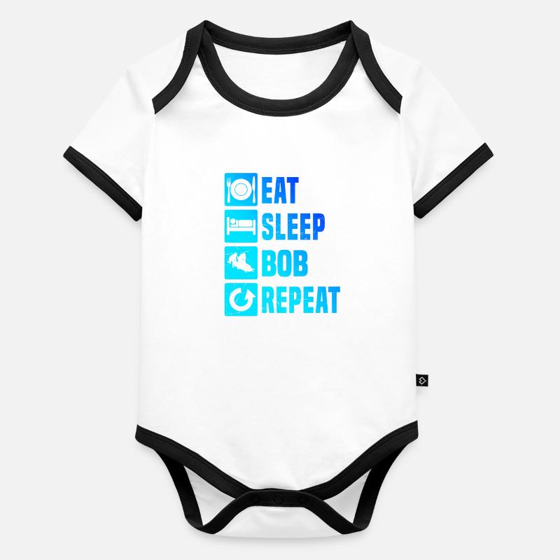 Course de bobsleigh hommes Bobsleigh Bobsleigh à deux Body Bébé bio contrasté manches courtes