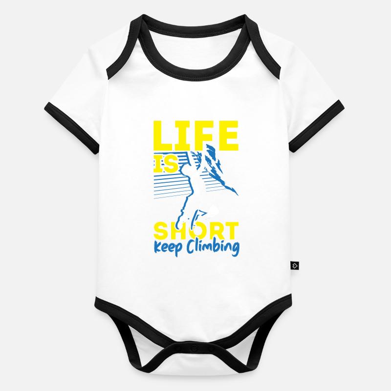 La vie est courte Grimper plus loin Boulderer B Body Bébé bio contrasté manches courtes