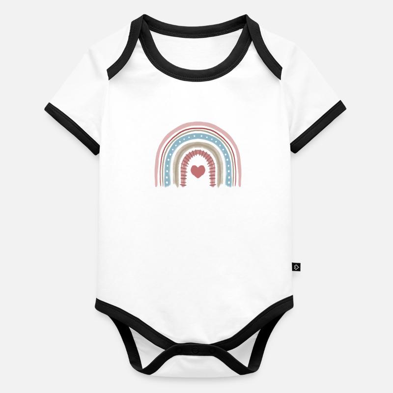 Regenbogen Boho Baby Bio-Kurzarm-Kontrastbody