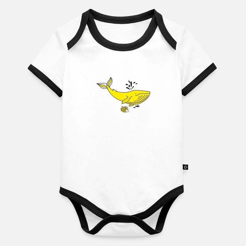 Wal im Meer. Baby Bio-Kurzarm-Kontrastbody