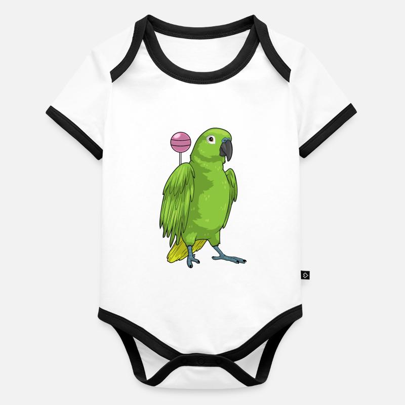 Papagei Lollipop Baby Bio-Kurzarm-Kontrastbody