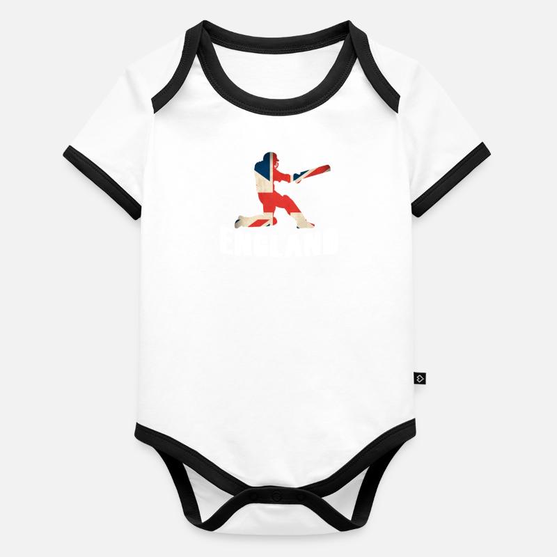 Angleterre Cricket Shirt Cricket Team Body Bébé bio contrasté manches courtes