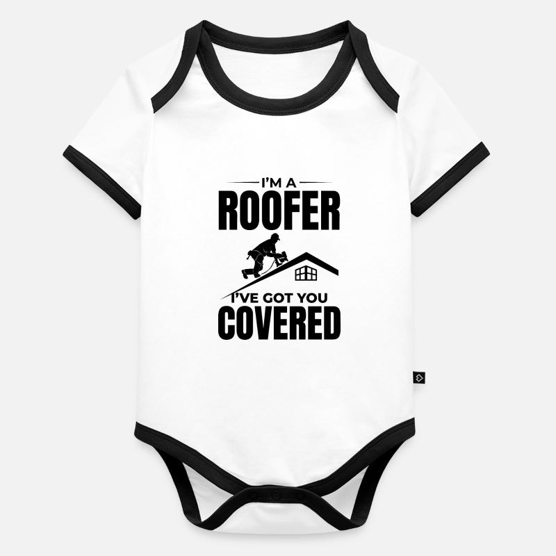 Dachdecker Dachdecker Dachreparatur Mechaniker Bauunternehmer Baby Bio-Kurzarm-Kontrastbody