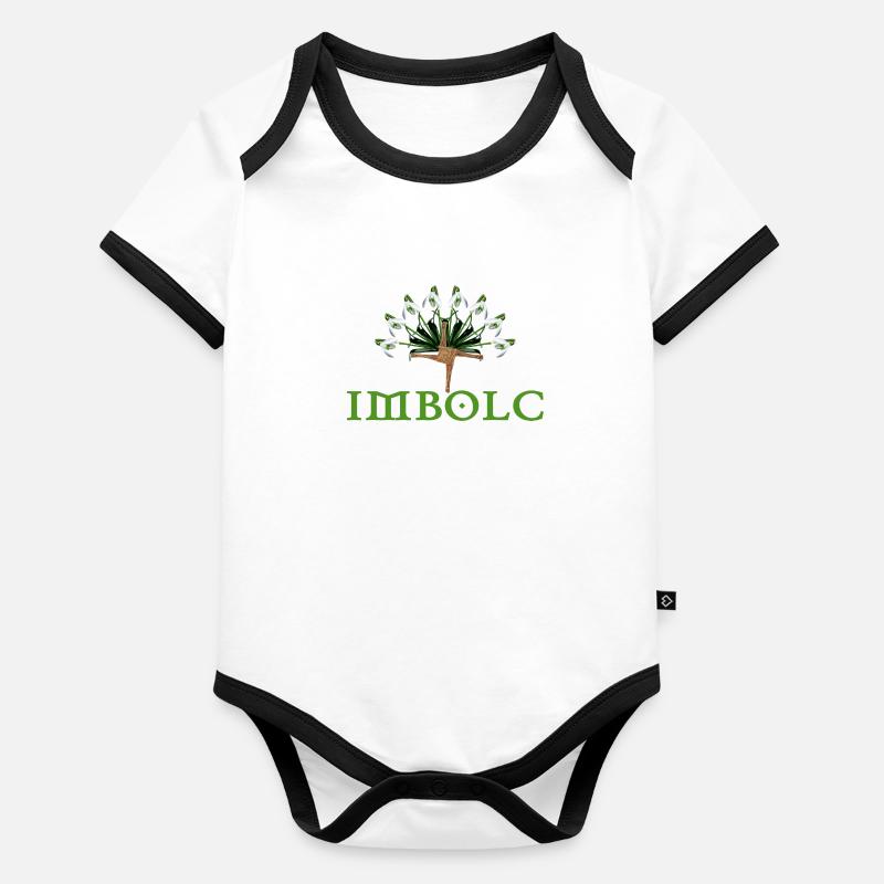 imbolc avec demi-cercle perce-neige Body Bébé bio contrasté manches courtes