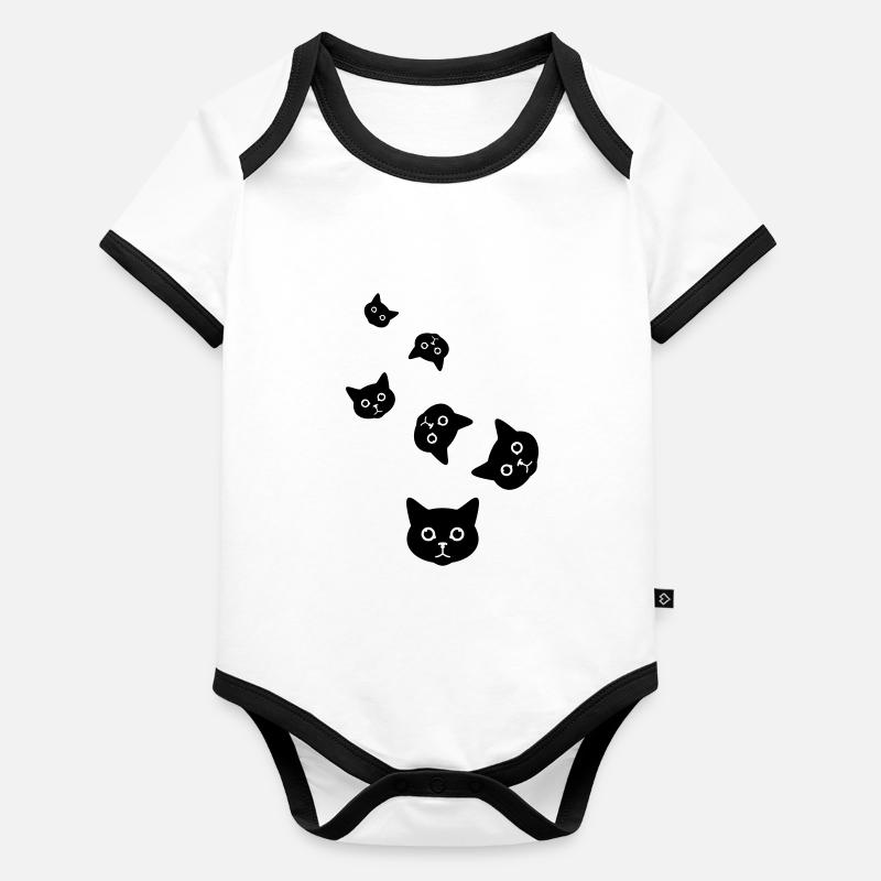 Tête de chat Body Bébé bio contrasté manches courtes