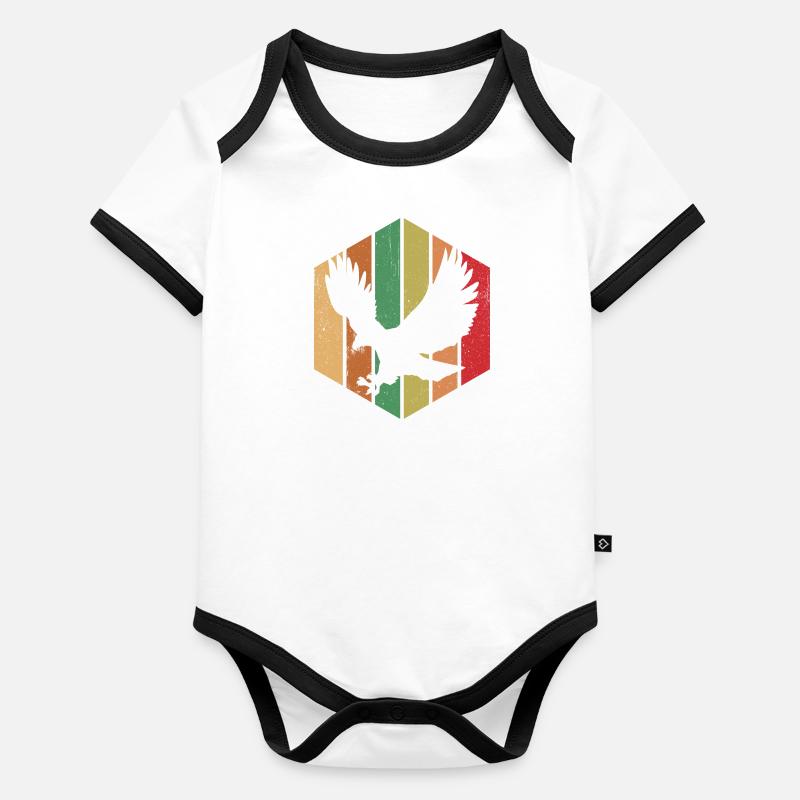 oiseau rétro Graphique Body Bébé bio contrasté manches courtes