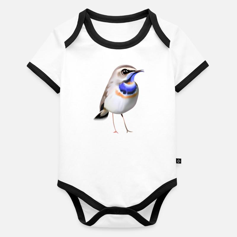 Oiseau gorge bleue Body Bébé bio contrasté manches courtes