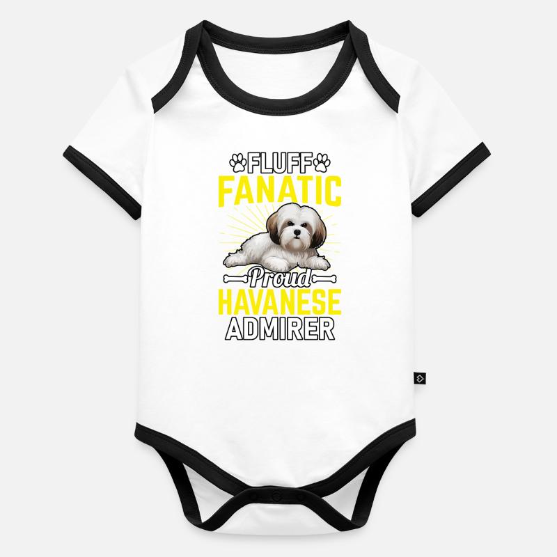 Fluff Fanatic Proud Havanese Admirer Baby Bio-Kurzarm-Kontrastbody