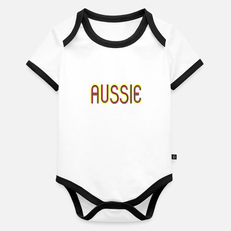 Drapeau aborigène australien Body Bébé bio contrasté manches courtes