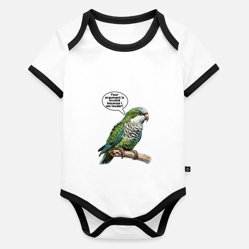 Perroquet Quaker Moine Perruche Body Bébé bio contrasté manches courtes