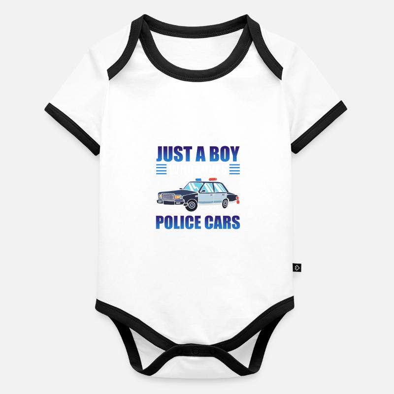 Nur ein Junge, der Polizeiautos liebt Baby Bio-Kurzarm-Kontrastbody