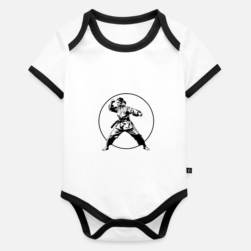 Silhouette de karaté Body Bébé bio contrasté manches courtes