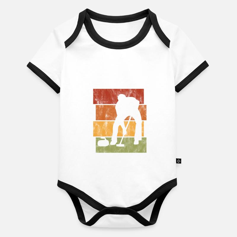 Curling sur glace Curling Retro Cadeau Body Bébé bio contrasté manches courtes