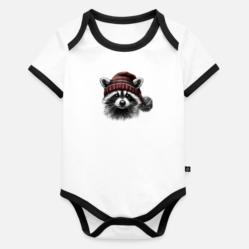 Père Noël Body Bébé bio contrasté manches courtes