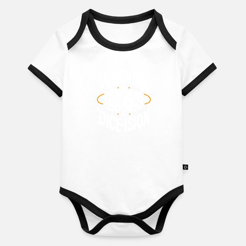 Board Game Geeks funny saying Dice Roll Pun Organic Baby Contrasting Bodysuit