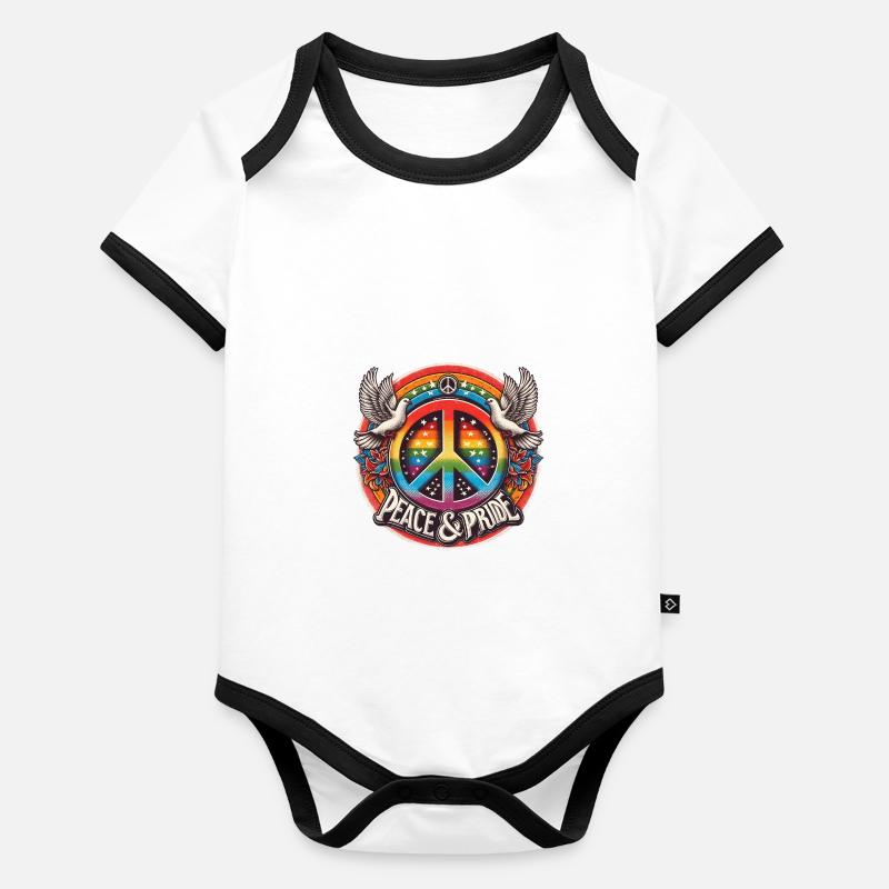LGBT Peace and Pride Rainbow Design Baby Bio-Kurzarm-Kontrastbody