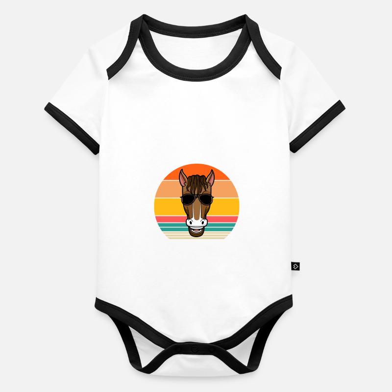 Monter à cheval Body Bébé bio contrasté manches courtes
