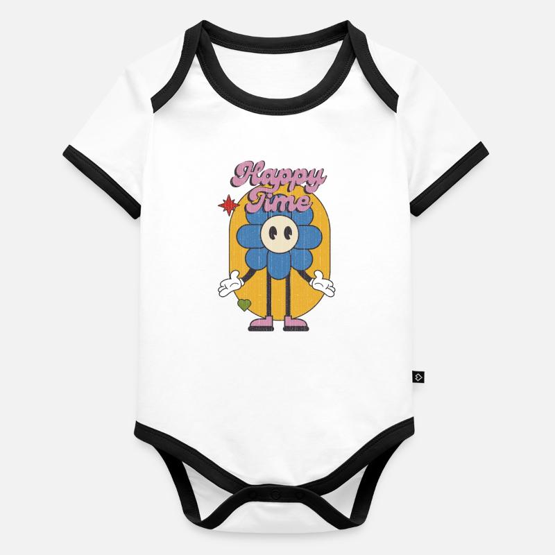 Graphique positif et heureux Body Bébé bio contrasté manches courtes