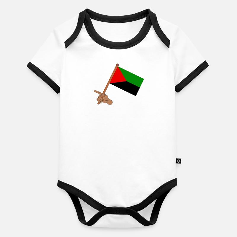 Drapeau de la martinique dans la main Body Bébé bio contrasté manches courtes