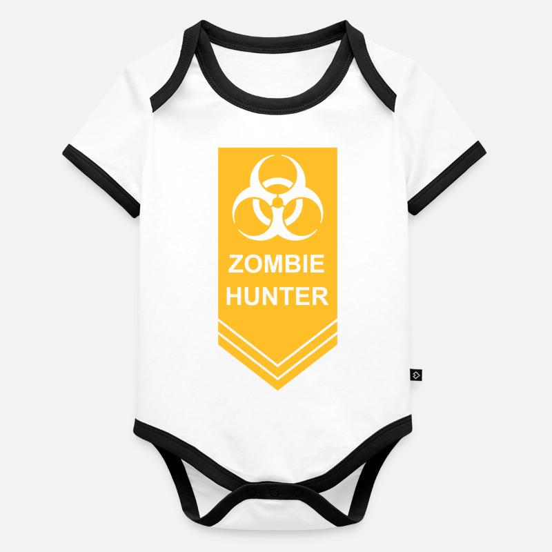 zombie hunter Halloween quote Organic Baby Contrasting Bodysuit