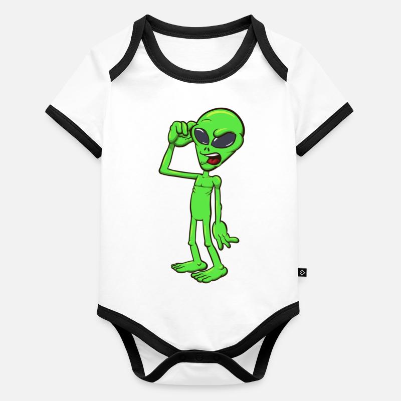 Alien confus Body Bébé bio contrasté manches courtes