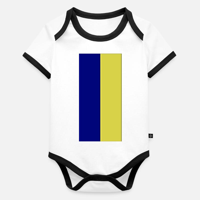 Couleurs Bleu-Jaune Body Bébé bio contrasté manches courtes