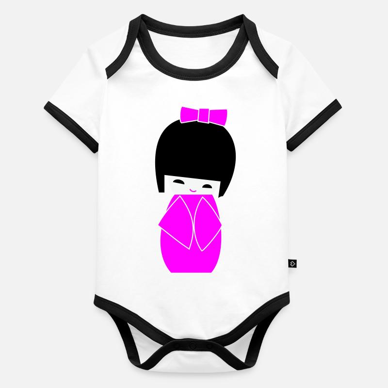 Kokeshi Body Bébé bio contrasté manches courtes