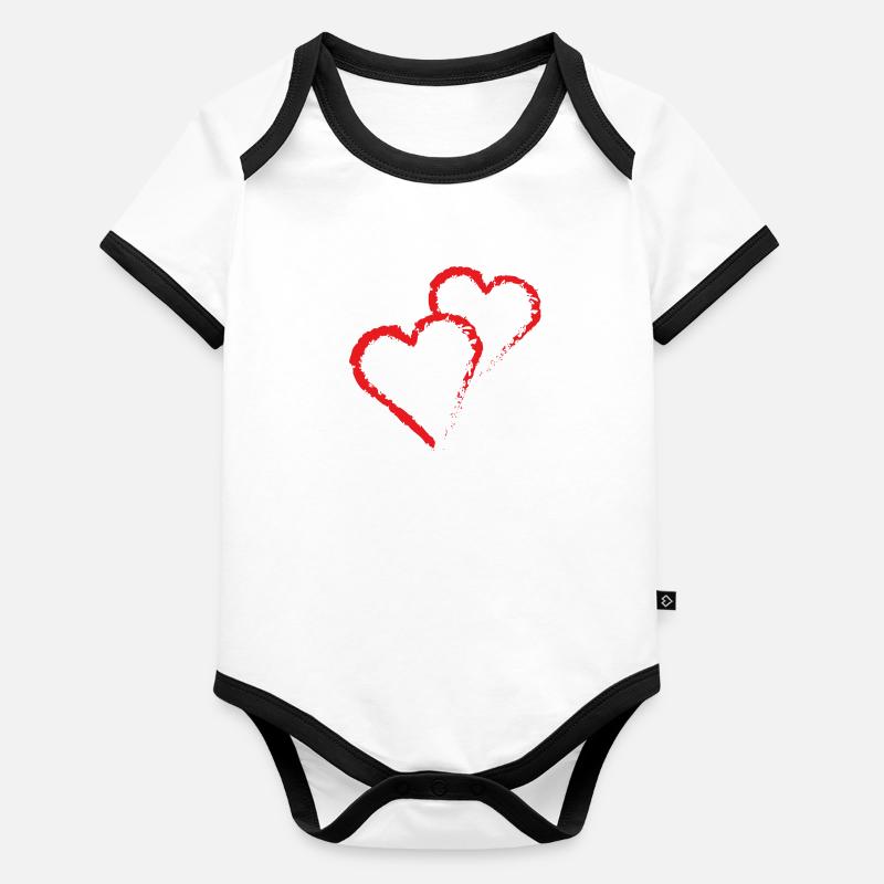 coeur rouge saint valentin utilisé look grunge Body Bébé bio contrasté manches courtes