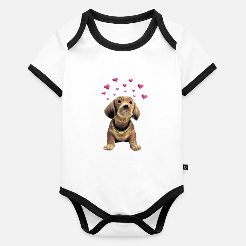 Teckel Wiggle Body Bébé bio contrasté manches courtes